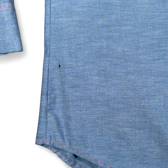 Vintage Big Mac Western Shirt Adult EXTRA LARGE Blue Chambray Pearl Snap USA 90s - Picture 5 of 9